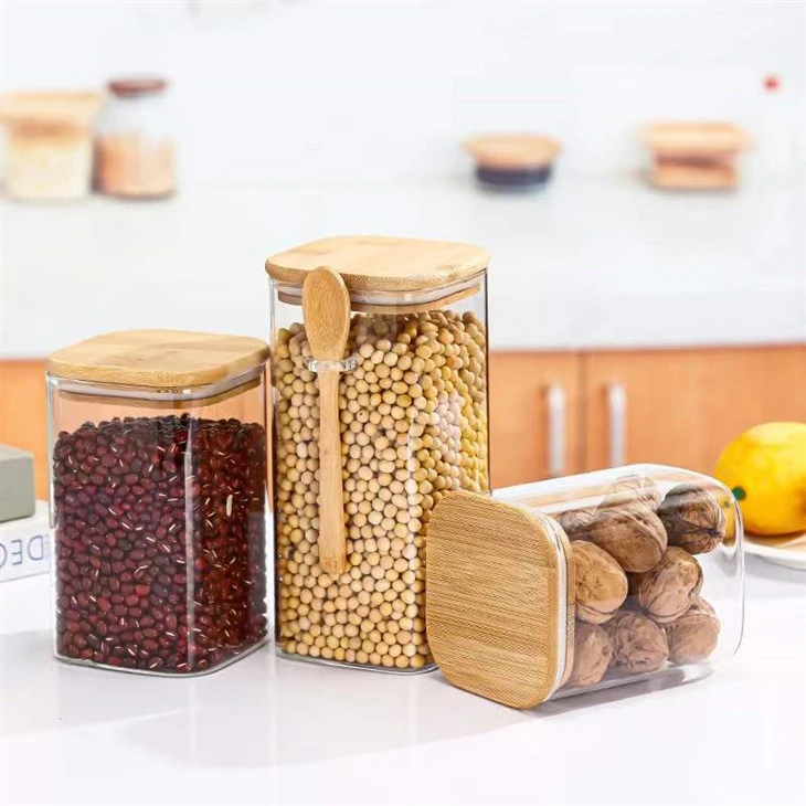 Square Glass Storage Jar in Multiple Sizes