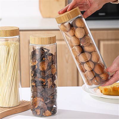 Okrogli kozarci za shranjevanje iz visoko borosilikatnega stekla, 3 kosi v 1 kompletu